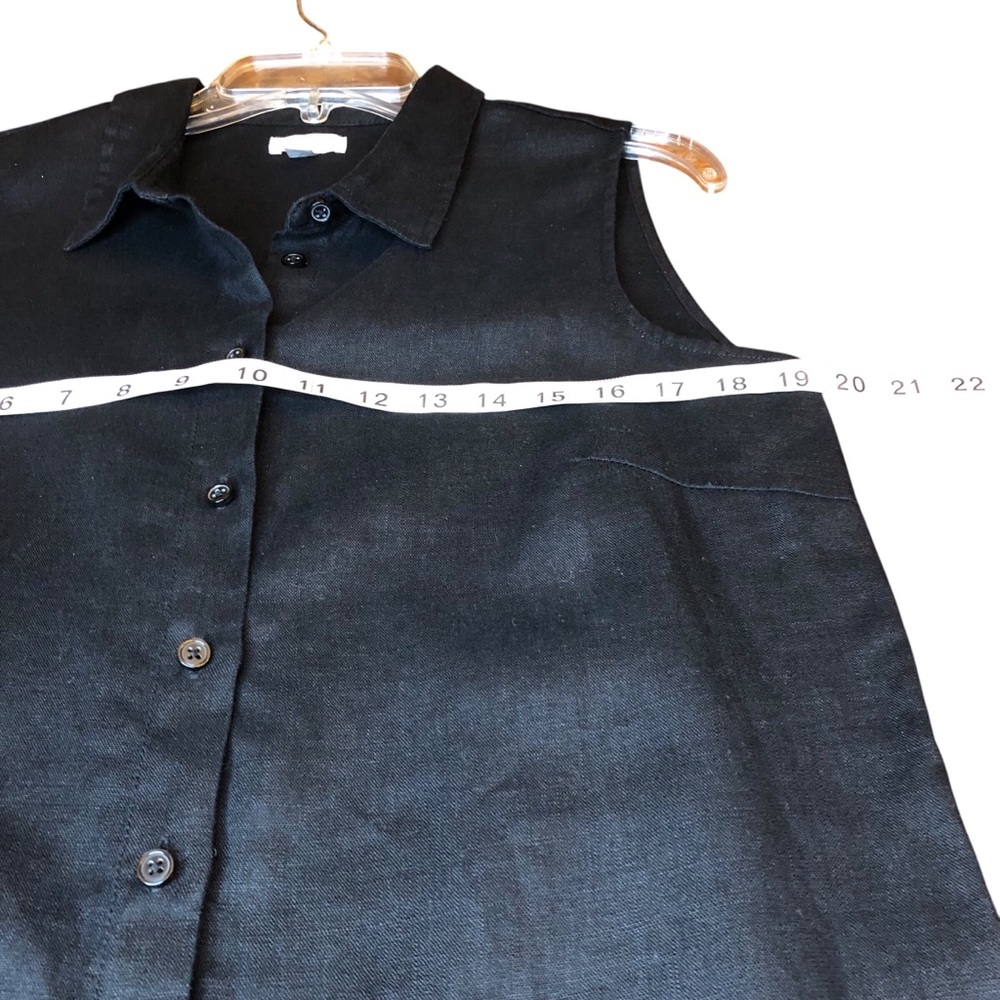 Garnet Hill 100% Linen Shirt Dress Size 8 Black Coastal Minimalist Beach Cruise - Picture 6 of 9
